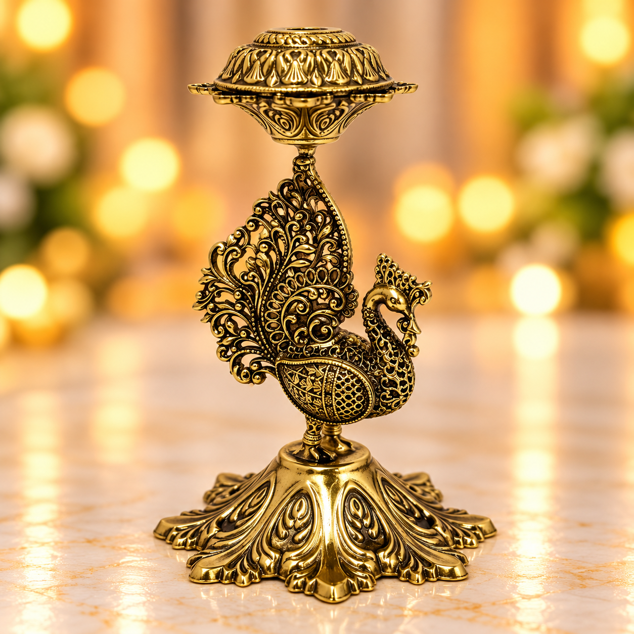 Brass Antique 3D Peacock Agarbatti Stand 2.8/4.5 Inches