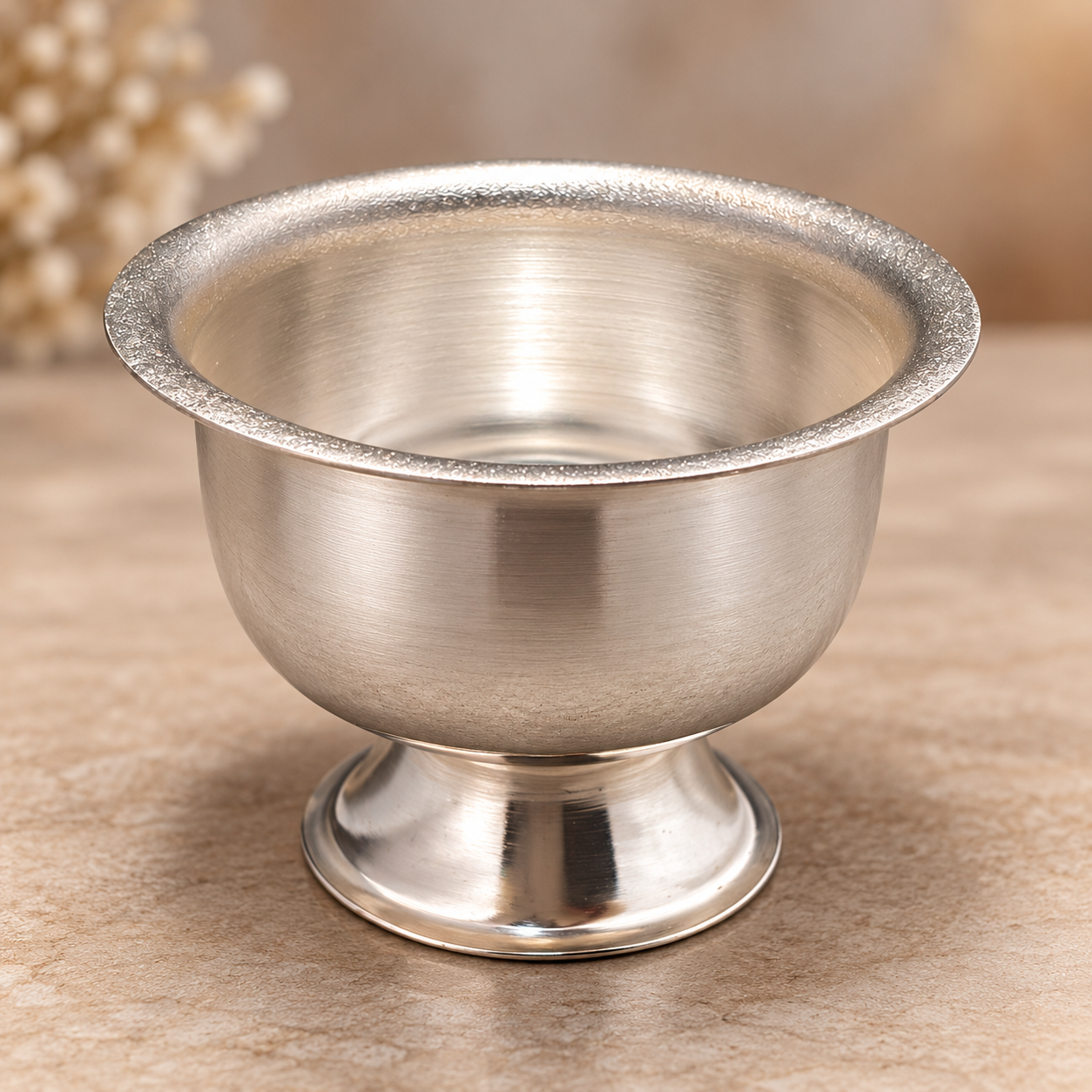 GS Plain kumkum bowl with stand 3.5"