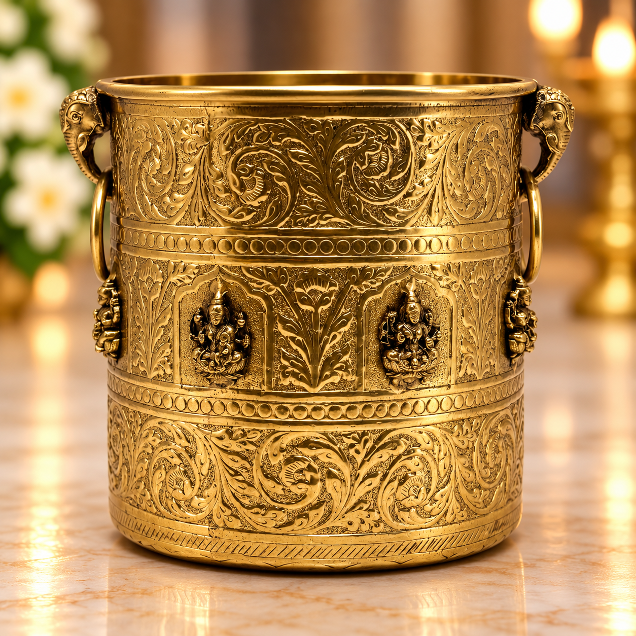 Antique Brass Ashtalakshmi Harathi Patra 8/8 Inch