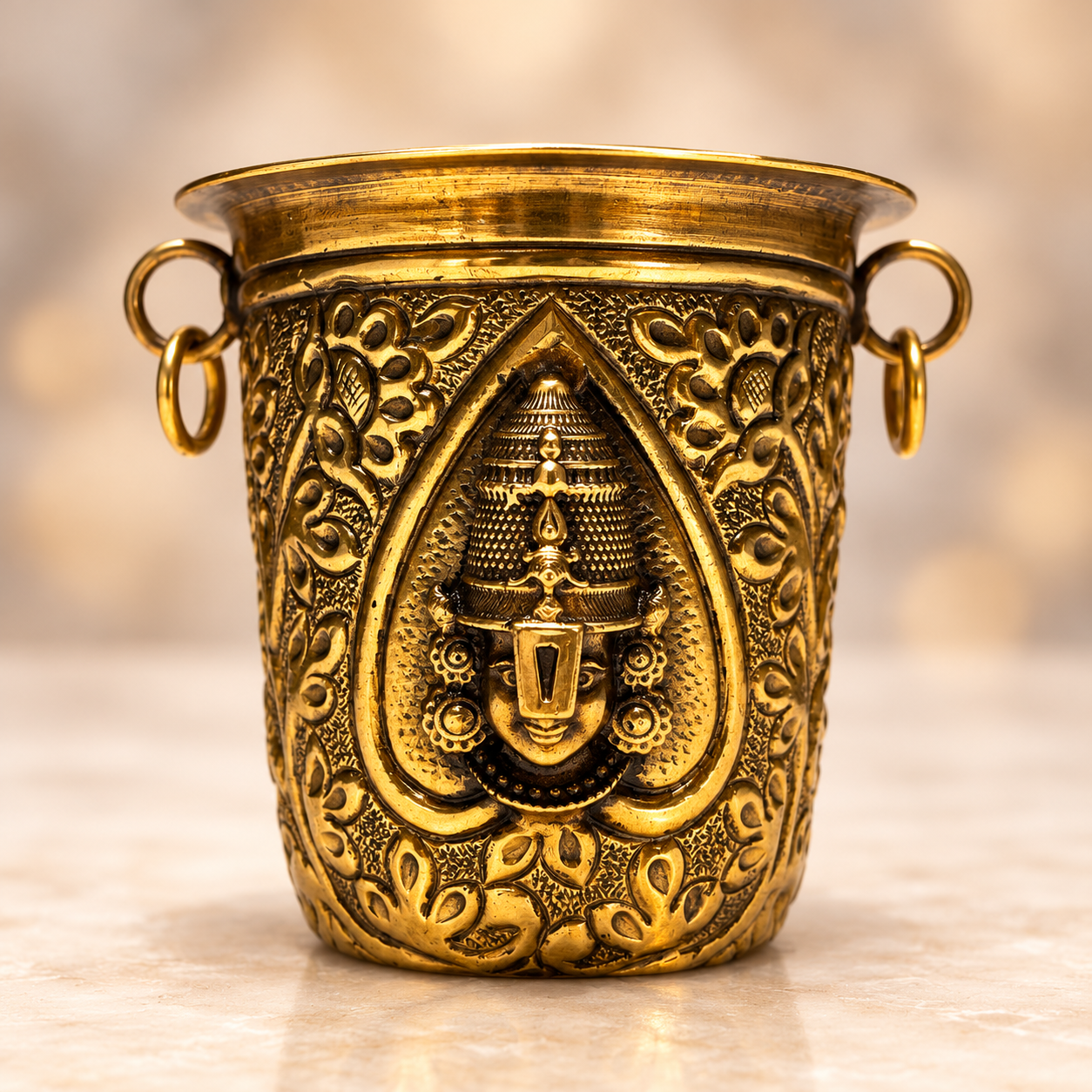 Brass Balaji lakshmi glass with rings 3"