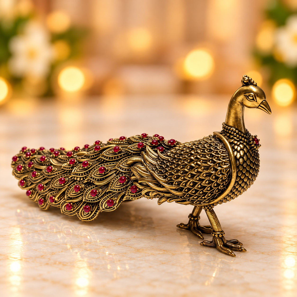 Brass Antique Peacock 4inches