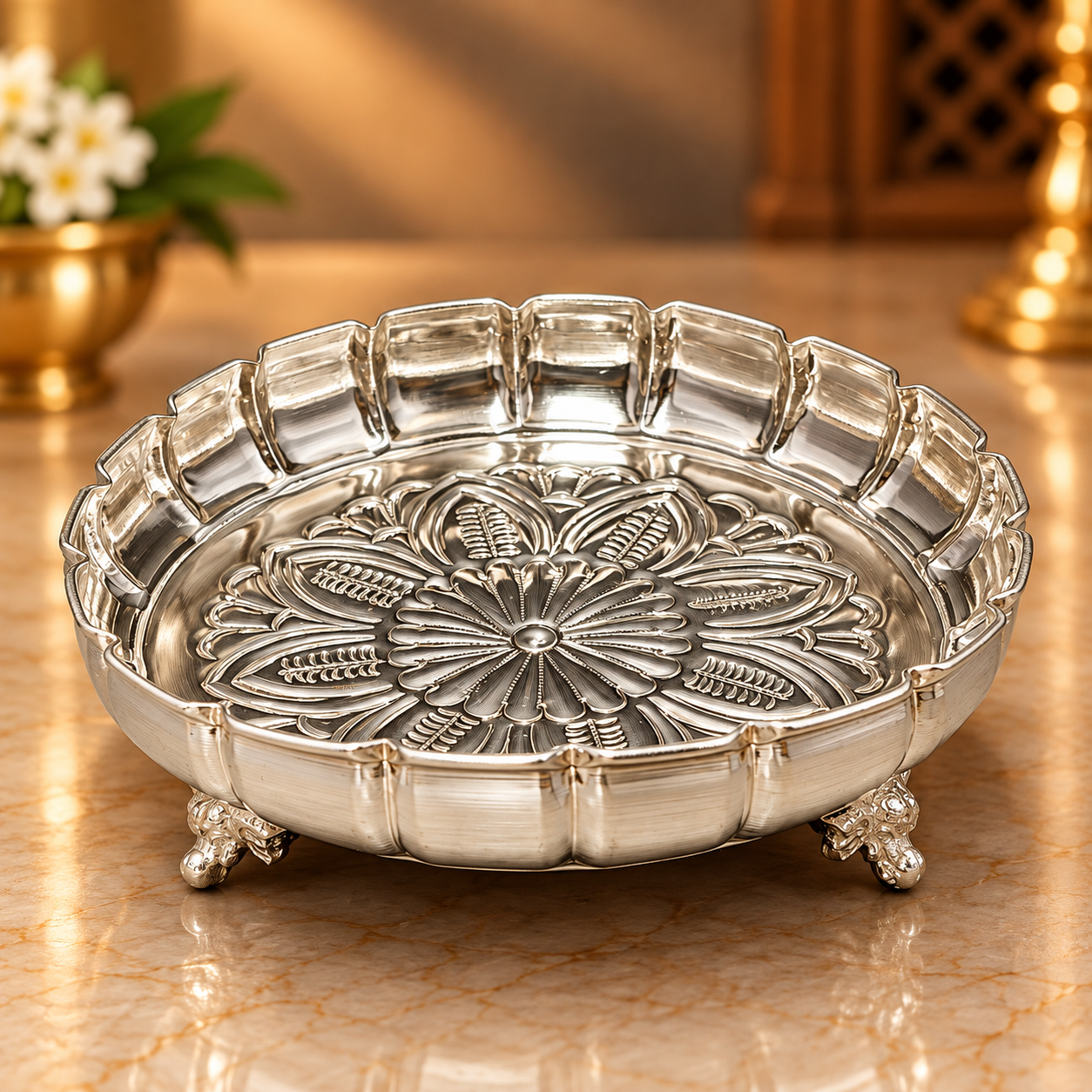 GS Lotus shaped design plate with Elephant legs 7"