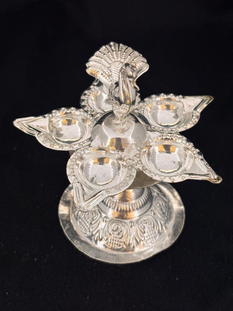 3d peacock diya antique pair
