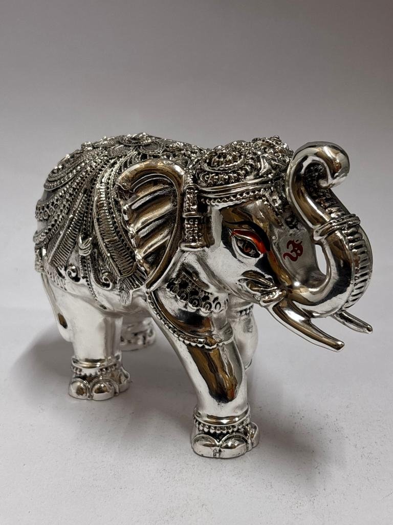 999 full silver 4 inch elephants pair