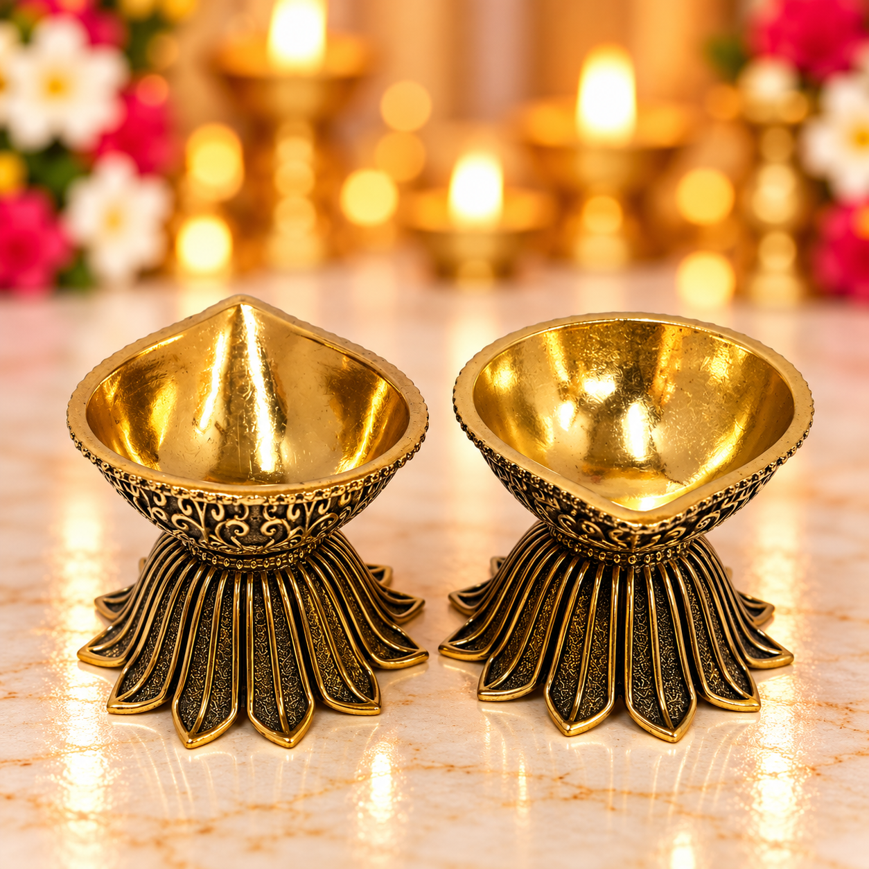 Brass Antique Deepam Pair